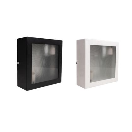 Imagem de Plafon 20 Cm De Sobrepor E27 Aço Vidro Quadrado Sala Cozinha