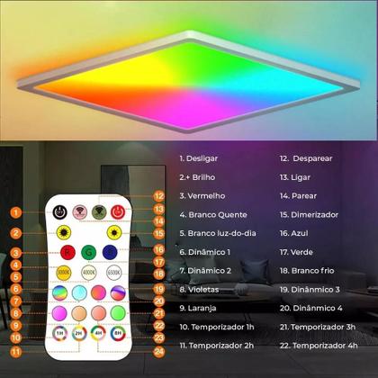 Imagem de Plafon Luminária De Teto 24W LED Inteligente App Camada Dupla CCT lâmpada De Parede Retroiluminação RGB