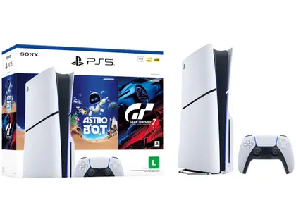 Imagem de PlayStation 5 Slim Disk 1TB 1 Controle Branco Sony com 2 Jogos
