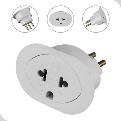 Imagem de Plug Tomada T Adaptador 2P+T Universal 10A 250V Branco