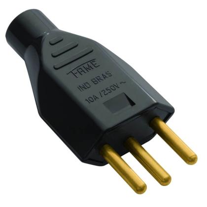 Imagem de Plugue 2P+T 180g Macho 10A Preto - 2142 - FAME