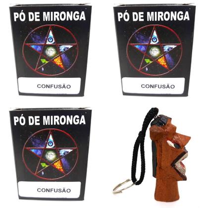 Imagem de Pó de Mironga Confusão Ritual Umbanda Macumba Chaveiro Carranca Proteção Kit