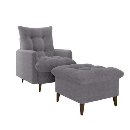 Imagem de Poltrona De Amamentação Com Puff Montreal Matrix Boucle Cinza