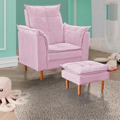 Imagem de Poltrona De Amamentação Com Puff Quarto Bebê Leticia Suede