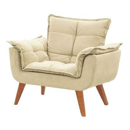 Imagem de Poltrona Decorativa Cadeira Opala Sala Quarto Recepção Consultório Closet Sala de estar Área Gourmet Área de lazer Luxo Bege Claro