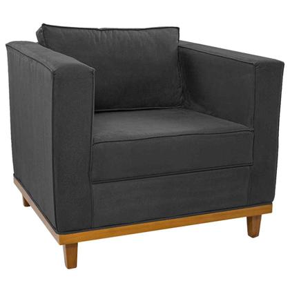 Imagem de Poltrona Decorativa Europa Linho Chumbo Amarena Móveis