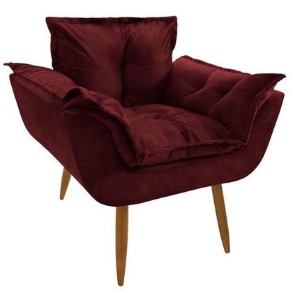 Imagem de Poltrona Decorativa Para Sala Opala Pés Palito Suede Marsala VictoriaDecor