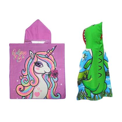 Imagem de Poncho Infantil Toalha Capuz Roupao Unicornio Jacare Praia Piscina