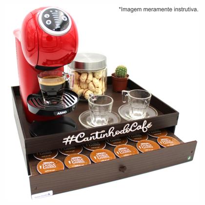 Imagem de Porta Cápsulas Máquina Cantinho do Café Dolce Gusto 1 Gaveta Amadeirado Mdf