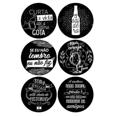 Imagem de Porta Copos Cerveja E Amigos Em Mdf Com 6 Unidades Preto