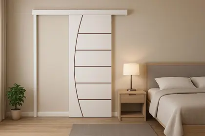 Imagem de Porta de Correr Branco Prime Frisada Belissima