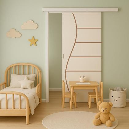 Imagem de Porta de Correr Branco Prime Frisada F07