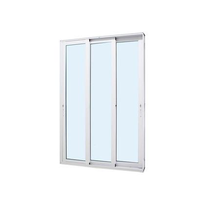 Imagem de Porta de Correr Panorâmica em Alumínio Branco Perfecta Max 215x200x13,1cm 3 Folhas Móveis Vidro Temp Jap