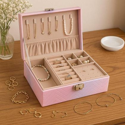 Imagem de Porta Jóias Grande Em Material Sintético E Camurça Duplo SSH17-6-210