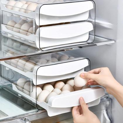 Imagem de Porta Ovos Acrilico P/ Geladeira Gaveteiro Duplo 32 Ovos