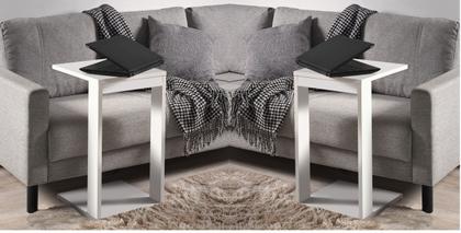 Imagem de Porta Revistas 2 Mesas Canto Lateral Mesas Apoio Branco 65cm