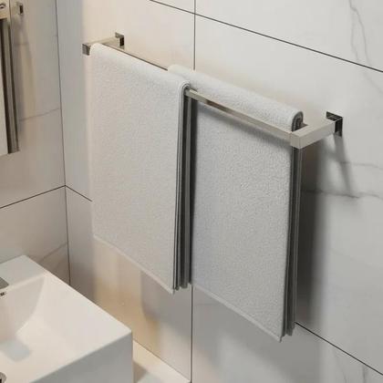 Imagem de Porta Toalha Toalheiro Duplo De Banheiro Lavabo 60cm Aço Inox 304 Q-TD60