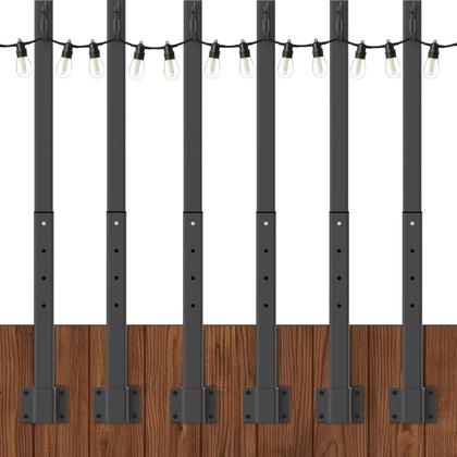 Imagem de Postes de luz de corda para exteriores NUERPO, pacote com 6, 85 cm de metal