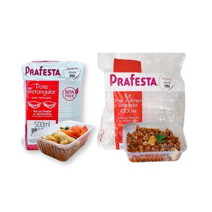 Imagem de Pote de Plastico 500ml Com Tampa + Pote 1000ml - 24und