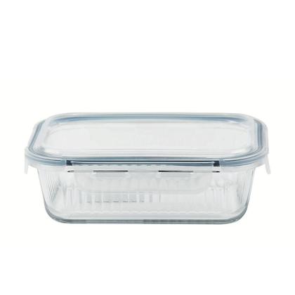 Imagem de Pote De Vidro Com Tampa Hermética Vasilha Retangular 1000ml