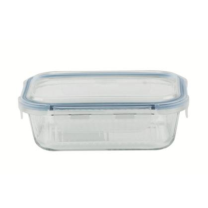 Imagem de Pote De Vidro Com Tampa Hermética Vasilha Retangular 640ml