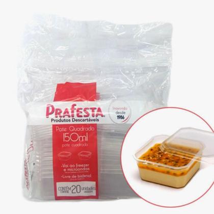 Imagem de Pote Descartável 150ml Quadrado Com Tampa C/ 100 Unidades - prafesta