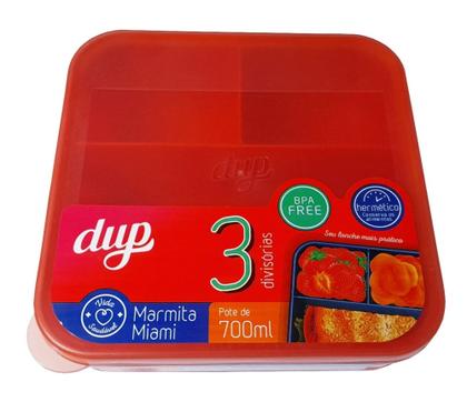 Imagem de Pote Hermético com 3 divisórias Marmita Miami DUP 700ml Livre de BPA Freezer Micro-ondas Papinha