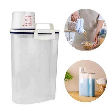 Imagem de Pote Hermético com Copo Medidor Bico Dosador Para Mantimentos de Cozinha e Lavanderia Multiuso