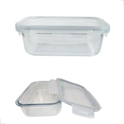 Imagem de Pote Hermético Vidro Retangular 1040ml Marmita Tampa Trava