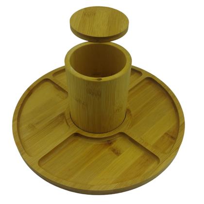 Imagem de Pote Multiúso Com Tampa + Petisqueira 5 Divisórias Bambu