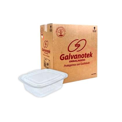 Imagem de Pote Retangular Galvanotek G-94 1000ml C/Tampa Articulada 200 Un Emb. Descartável P/ Marmita, Salada