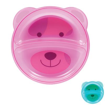 Imagem de Pratinho com 2 Divisórias Urso Azul Rosa Para Microondas Buba
