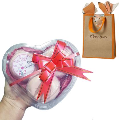 Imagem de Presente Coração Com Sabonetes Natura + Sacola Lembrancinha Natal Mulher Mãe Aniversário Namorada