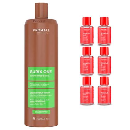 Imagem de Progressiva Burix One Prohall Cabelos Afros e Crespos 1 Litro +6 Argan 7ml