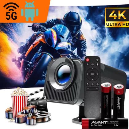 Imagem de Projetor Full HD HY320 Android 13 WiFi 5G HDMI USB 4K Bluetooth Espelha Tela Celular