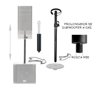 Imagem de Prolongador de Subwoofer,pedestal c/rosca M20 c/elevação pneumática (gás)