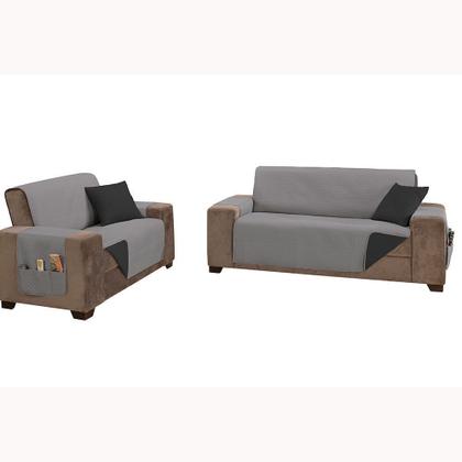 Imagem de Protetor de Sofá King 2 e 3 Lugares Classic 100% Poliéster - Cinza