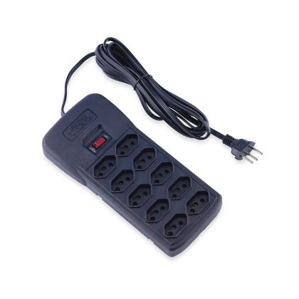 Imagem de Protetor Elétrico 10 Tomadas Tripolar 3 Metros Preto - Force Line