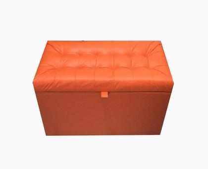 Imagem de Puff baú estofado retangular - 68 cm -laranja -material sintético - 100% mdf
