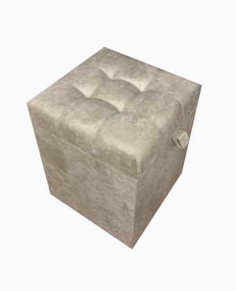 Imagem de Puff baú quadrado em suede amassado 35 cm - bege claro