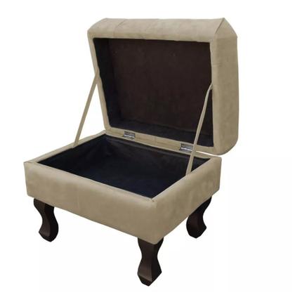 Imagem de Puff Baú Retrô Luis Xv Capitonê Bege - DS Estofados