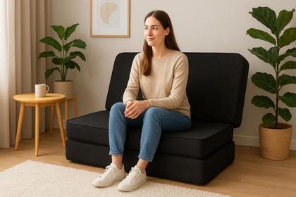 Imagem de Puff, Colchonete Dobrável colchao ,Sofá, 4 em 1, Casal ,Confortavel, Pratico Macio Resistente Portatil Leve Acampamento