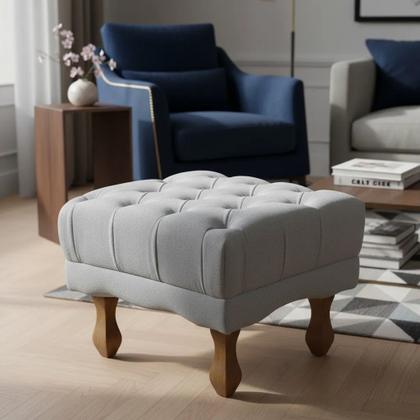 Imagem de Puff Decorativo Retangular Duque Bouclé Premium Capitonê Cores