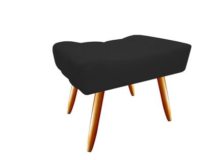 Imagem de Puff Puf Decorativo Nina Retangular Couro Preto Pés Madeira Ms Decor