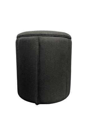 Imagem de Puff Redondo Baú Não É Segredo Debrum Linho Chumbo 40X45