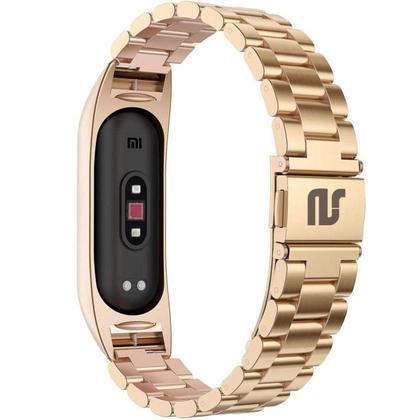Imagem de Pulseira De Aço 3 Elos NSmart Compatível com Mi Band 5 / Mi band 6