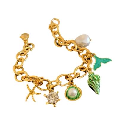 Imagem de Pulseira De Concha De Estrela Do Mar Com Pérola Imitada Dourada Para Mulheres, Joias De Verão Para