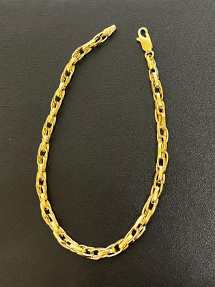 Imagem de Pulseira de elos trançados duplos unissex 22 cm em ouro 18k 750