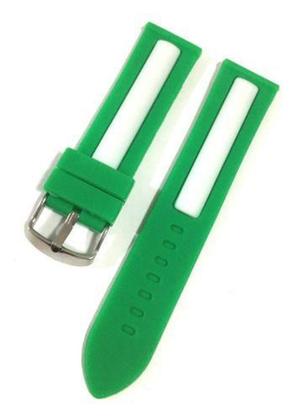 Imagem de Pulseira De Relógio Silicone Verde Com Branco 20mm 22mm Modelo 12 - Supvox