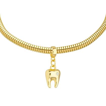 Imagem de Pulseira Dente Dentista Banhado a Ouro 18k